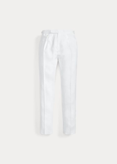 Pantalones De Traje Polo Ralph Lauren Hombre Blancos - Pleated Linen - GPHBX9802